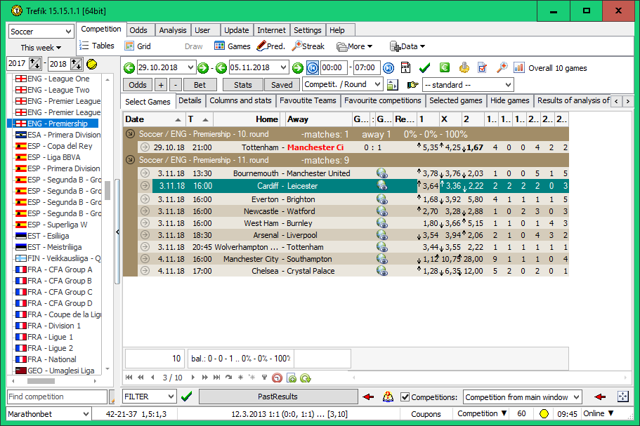 Filter / Situation in the past / Previous matches: same results