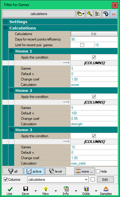 Filter / Calculations