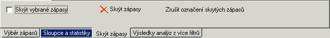 Skrýt vybrané zápasy v nabídce