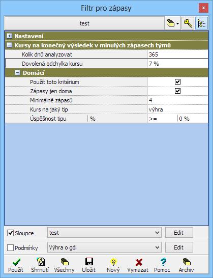 Filtr - úspěšnost kursů