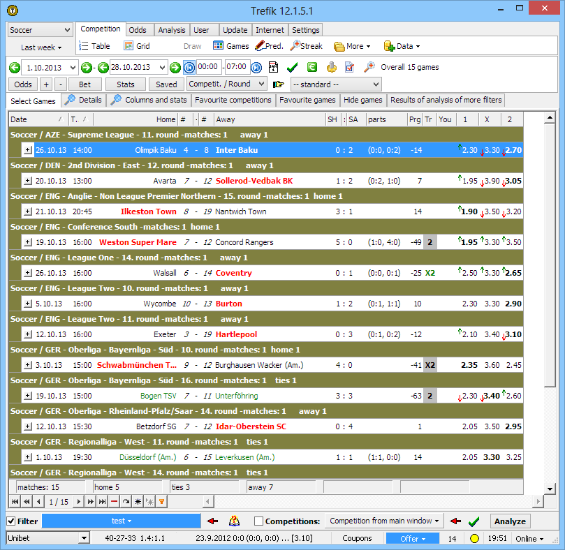 Browsing Filter sections