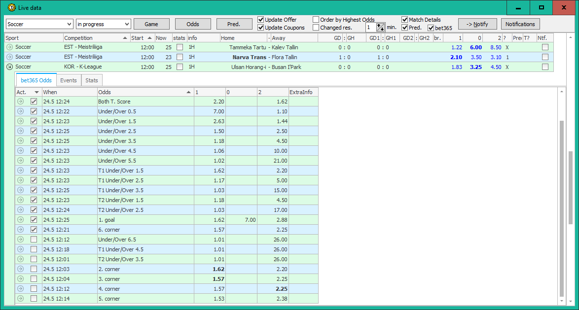 Live bet365 odds