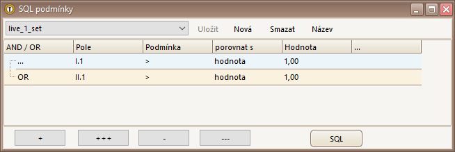 Live kurzy v okně Nabídka
