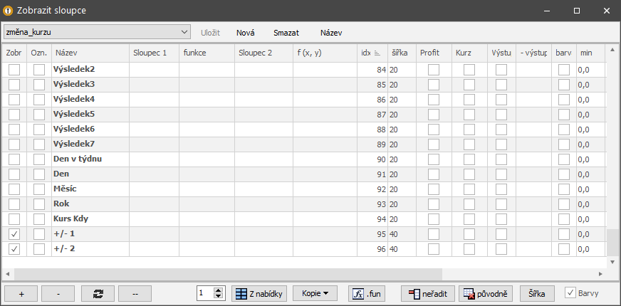 Nabídka / Změna kurzů