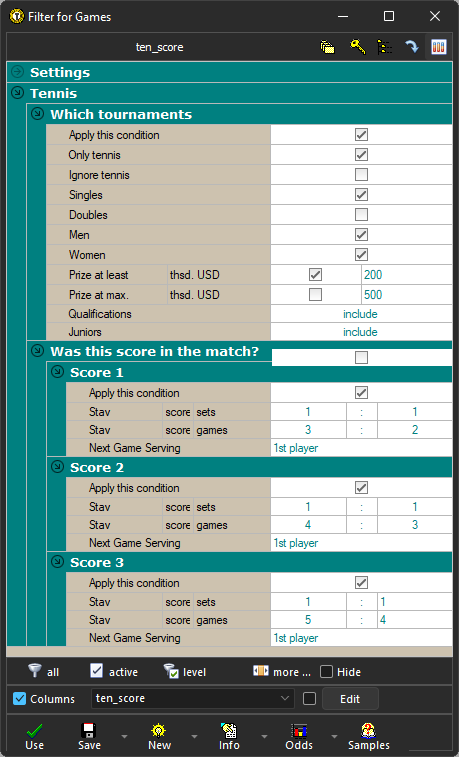 Running score in tennis