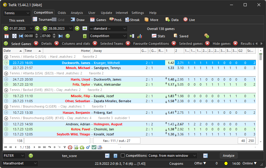 Running score in tennis