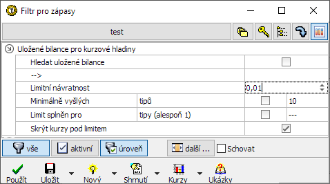 Filtr / Uložené bilance kurzů