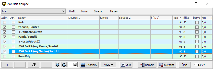 Filtr / Statistiky sezóny