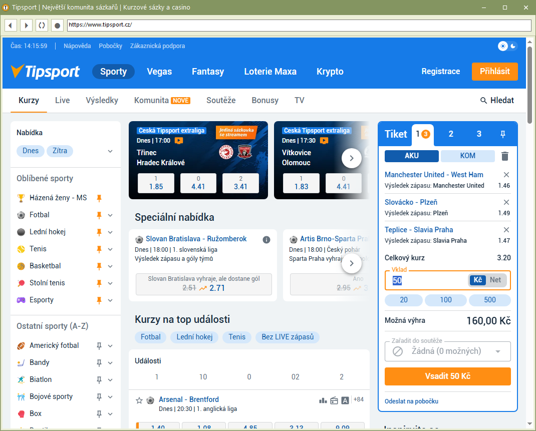 Tiket na web sázkové kanceláře