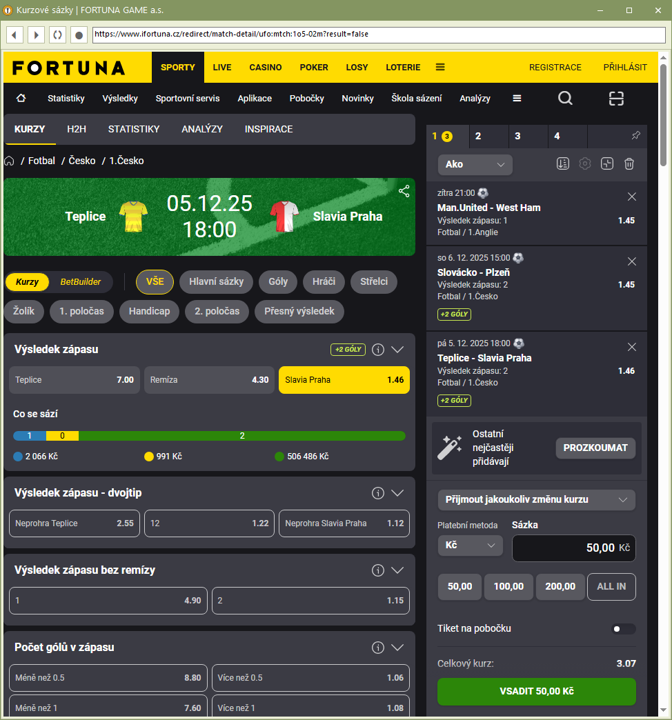 Tiket na web sázkové kanceláře