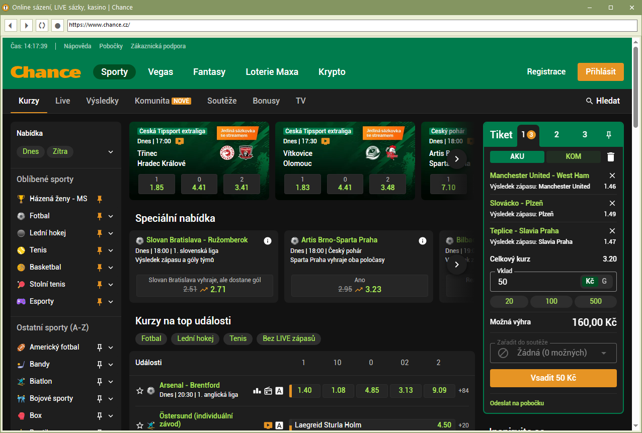 Tiket na web sázkové kanceláře