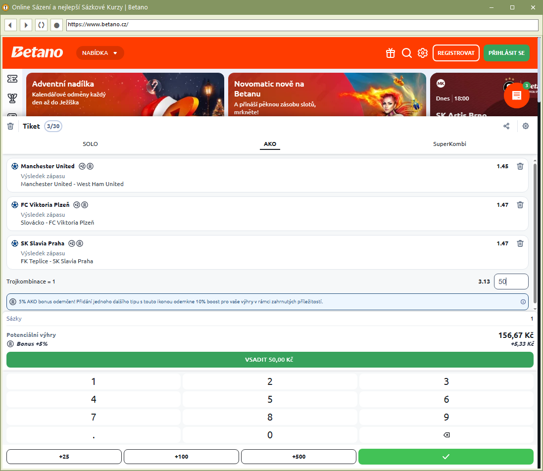 Tiket na web sázkové kanceláře